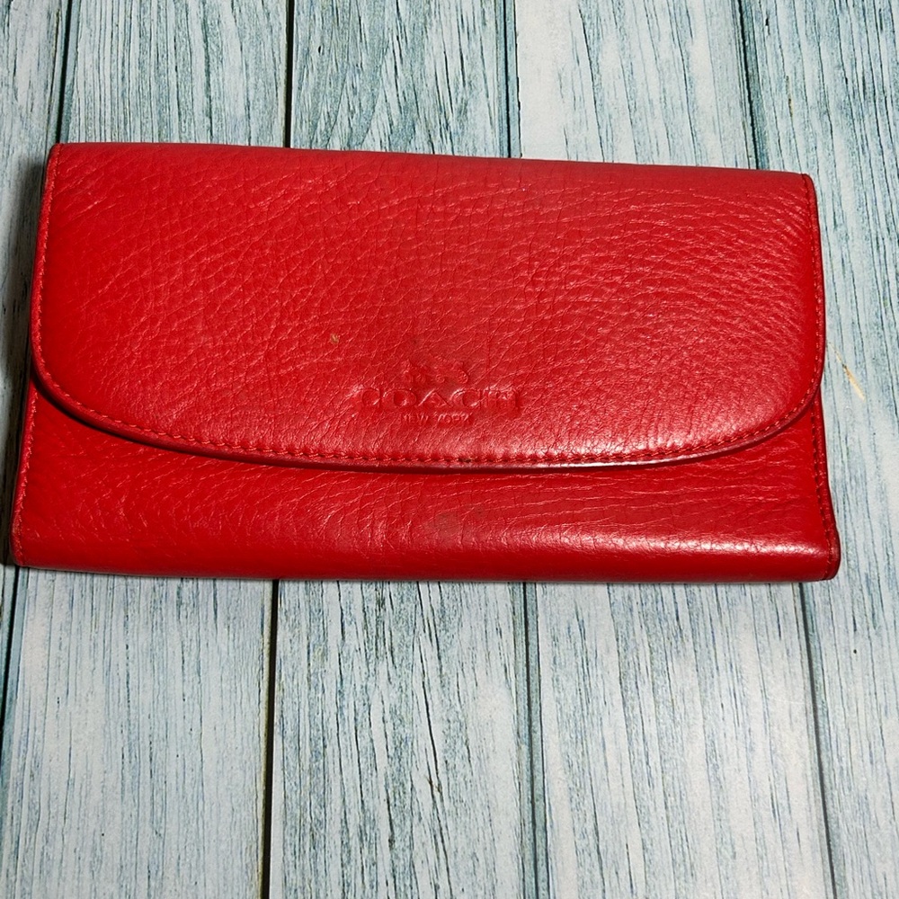 Coach Red Leather Continental Wallet